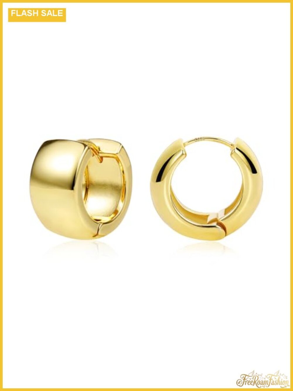 14k Gold Plated Huggie Hoop Earrings for Women Small Chunky Hypoallergenic